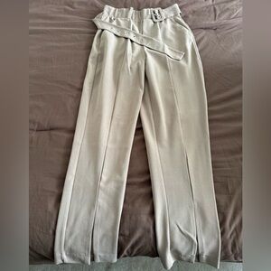 Fashion Nova Beige Belted Women's Trousers